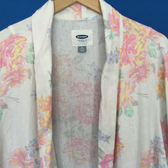 Old Navy Linen Blend 3X Blazer Floral Garden Pastels - Picture 3 of 8